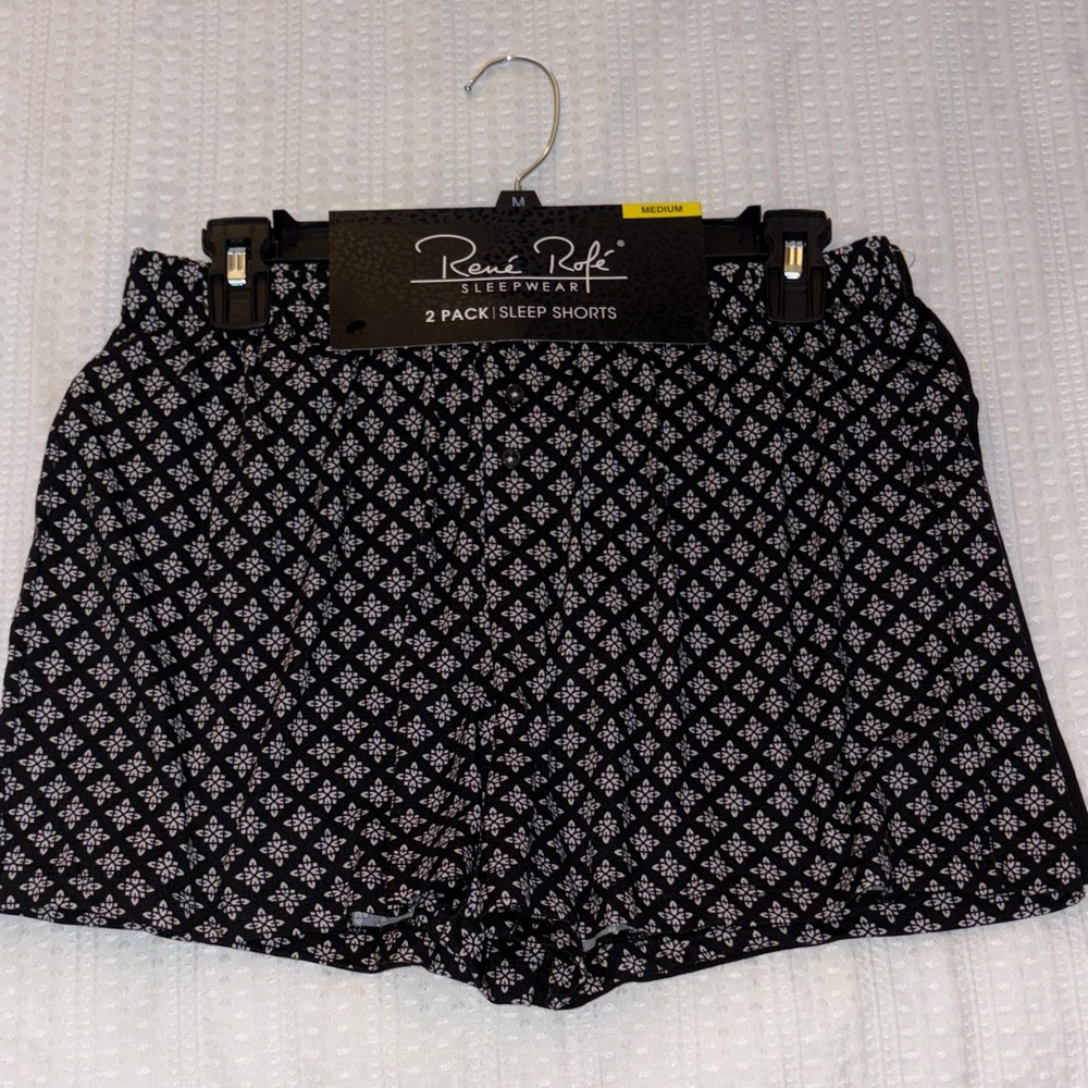 Rene Rofe Women's Black and White Patterned Sleep Shorts 2 pr. Medium NWT